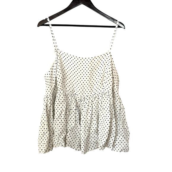 Kate Spade New York X Target Cream Black Mini Polka Dot Linen Baby Doll Tank Top - Picture 12 of 12